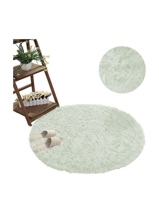 Strado Carpets Χαλί Στρογγυλό Shaggy White Lime