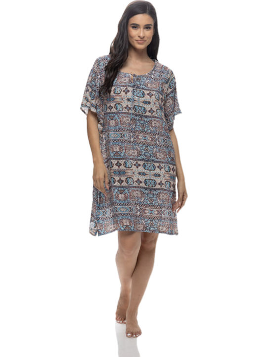 Damen Sommerkleid Galaxy Beige-Blau 662-24