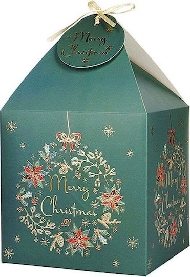 Paper Christmas Box for Gift Green 11x11cm. 4pcs