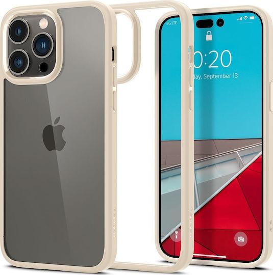 Spigen Crystal Hybrid Umschlag Rückseite Kunststoff / Silikon Beige (iPhone 14 Pro Max)