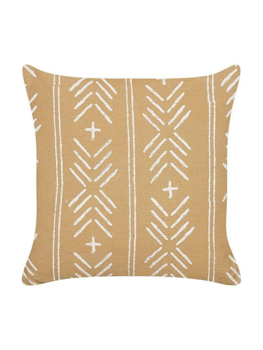 Beliani Sofa-Kissen aus 100% Baumwolle Beige und Weiß 45x45cm
