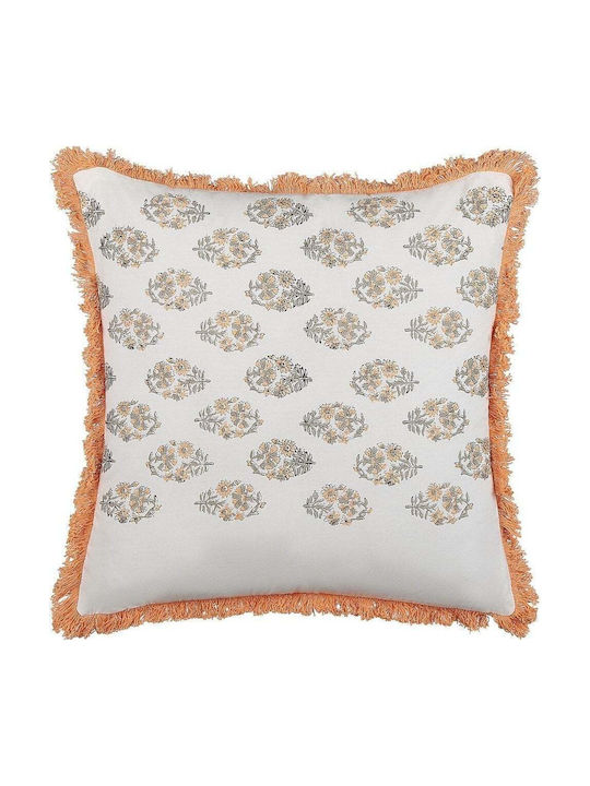 Beliani Perna De Canapea Din 100% Bumbac Alb Și Portocaliu 45x45cm