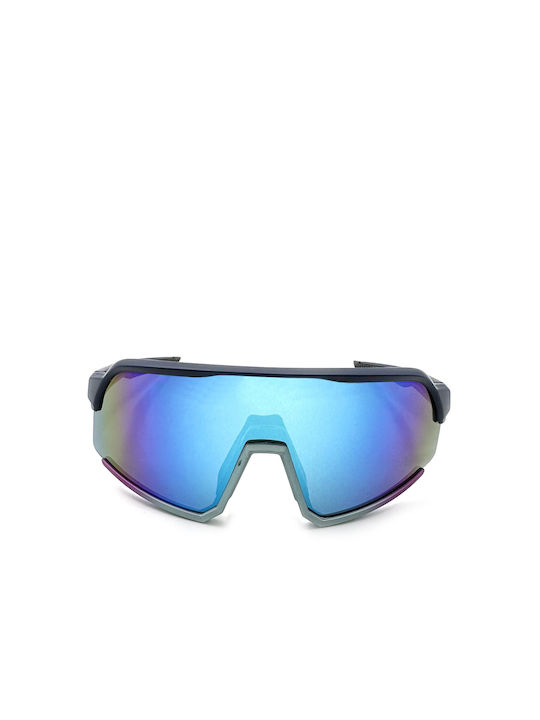 V-store Слънчеви очила с Сив Пластмасов Рамка и Син Поляризирани Огледална Леща POL1149BLUE