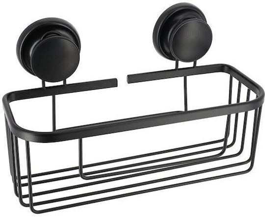 Επιτοίχια Ραφιέρα Μπάνιου Μεταλλική 28x13.5x13.5cm Μαύρη