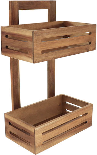 Wall Mounted Bathroom Shelf Wooden with 2 Shelves 28x17x45cm Brown Wall Mounted Bathroom Shelf Wooden with 2 Shelves 28x17x45cm Brown