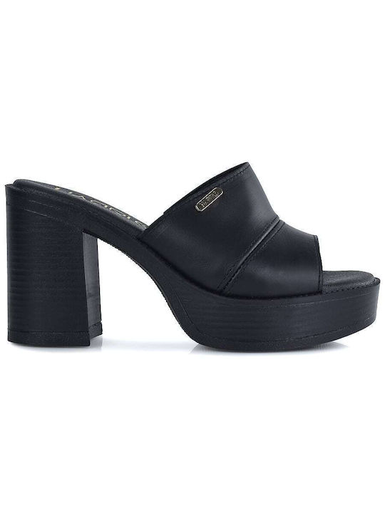 Harris Brushes Piele Mules cu Toc în Negru Culoare