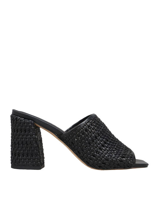 Mules mit Chunky Hoch Absatz in Schwarz Farbe