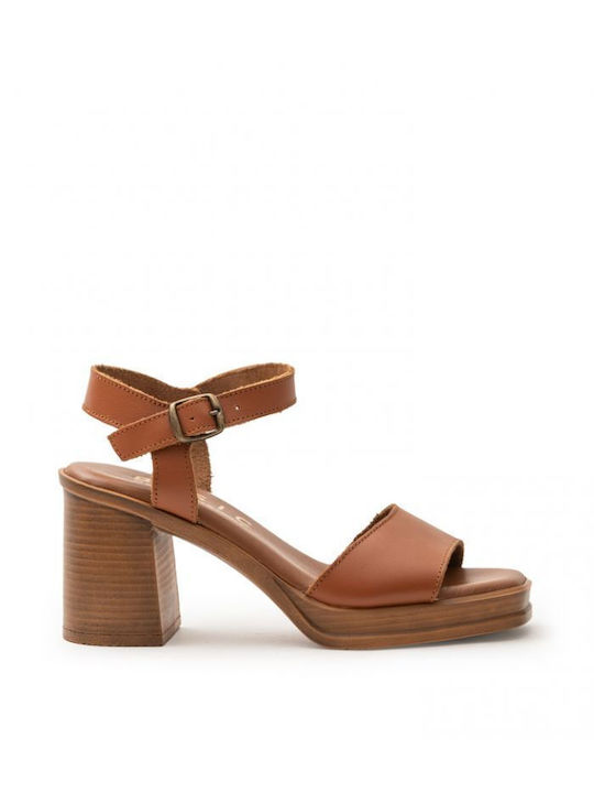Basic Leather Women's Sandals Tabac Brown