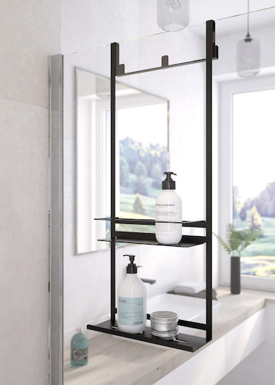 Deante Wall Mounted Bathroom Shelf Glass 30x14.7x76cm Black