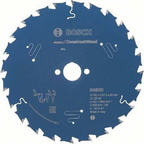 Bosch Cutting Disc Wood Hole Diameter 160mm with 24 Teeth 1pcs