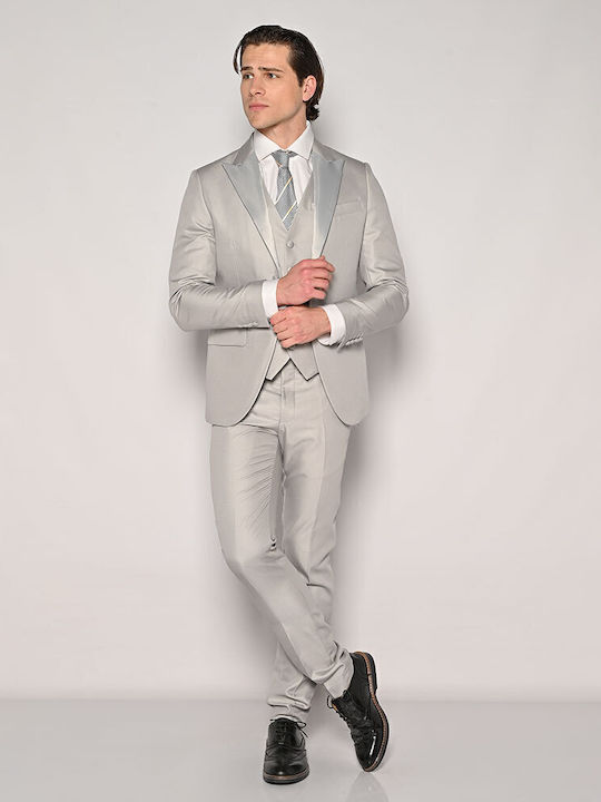 Men's Summer Suit Slim Fit Silver
