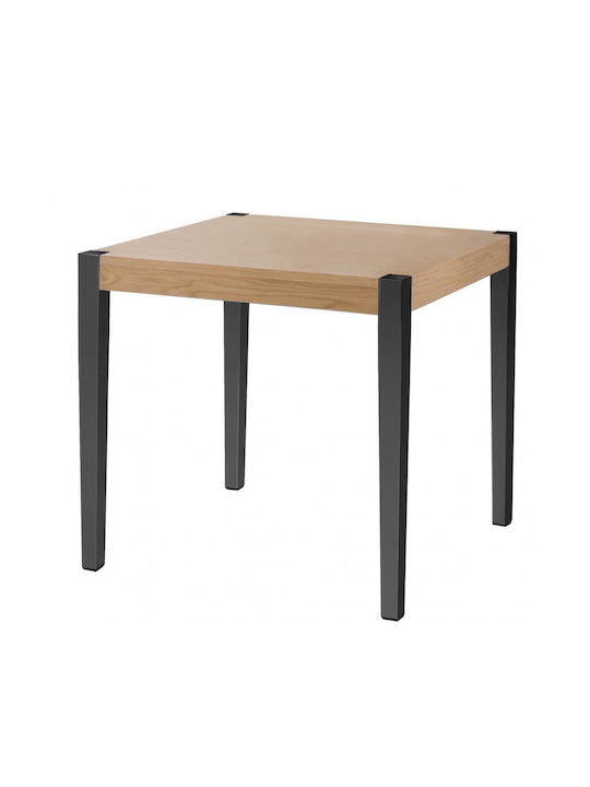 Together Table from Solid Wood & Polypropylene Black 80x80x75cm