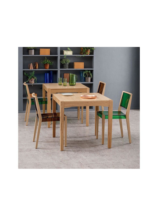 Together Table from Solid Wood Wooden, Natural Oak 80x80x75cm