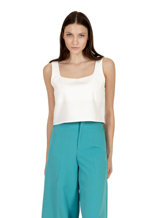 Aggel Γυναικείο Crop Top Αμάνικο Λευκό
