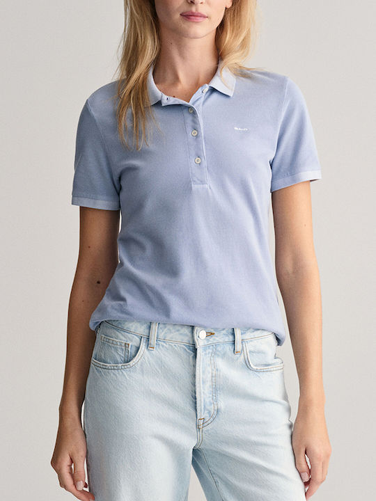 Gant Sunfaded Women's Polo Shirt Short Sleeve Blue