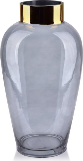 Mondex Βάζο Γυάλινο Γκρι 17xΥ32cm