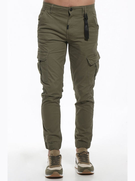 Double Men's Trousers Cargo in Regular Fit Haki