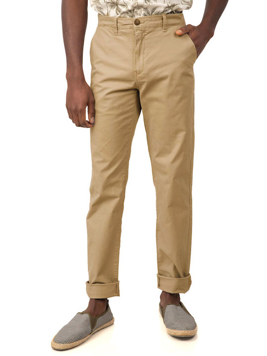 Rebase Men's Trousers Chino Elastic in Slim Fit Lt Camel