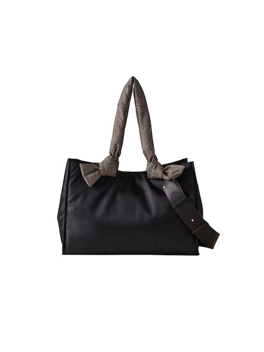 Borbonese Leather Women's Bag Shopper Shoulder Black