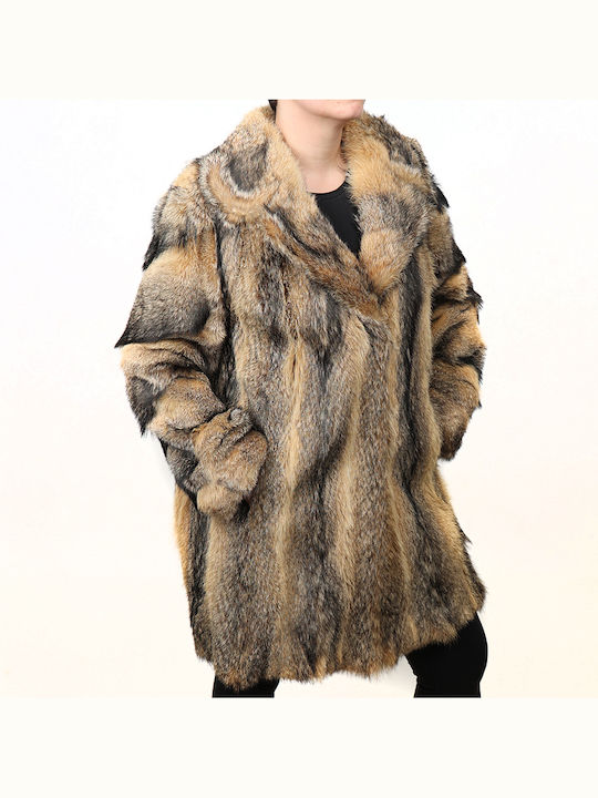 Ageridis Leather Women's Long Fur Beige