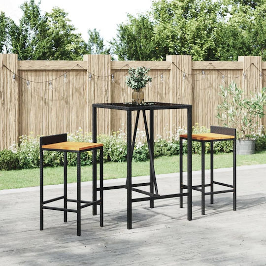 Masa Bar pentru spații exterioare mici Ratan Negru 70x70x110buc