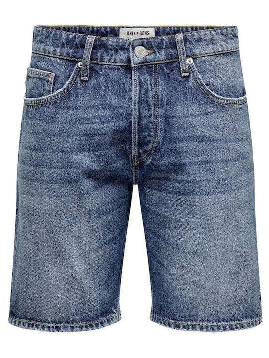 Only & Sons Herrenshorts Jeans Medium Blue Denim