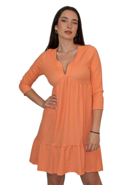Morena Spain Mini Dress with Ruffle Orange