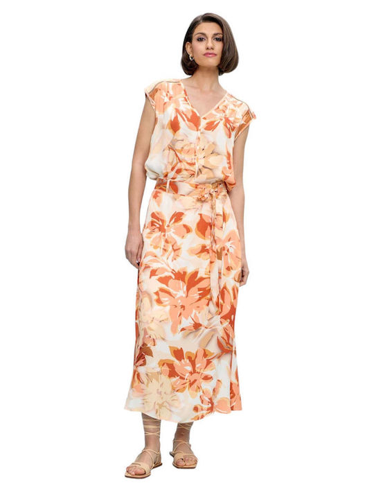 Passager Ψηλόμεση Midi Φούστα Κλος Floral Peach