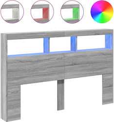 vidaXL LED Wooden Bed Headboard Grey 160x102cm