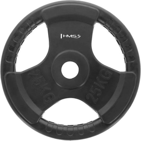 HMS Scheibenset Olympischen Typs Gummierte 1 x 25kg Φ50mm mit Griffen