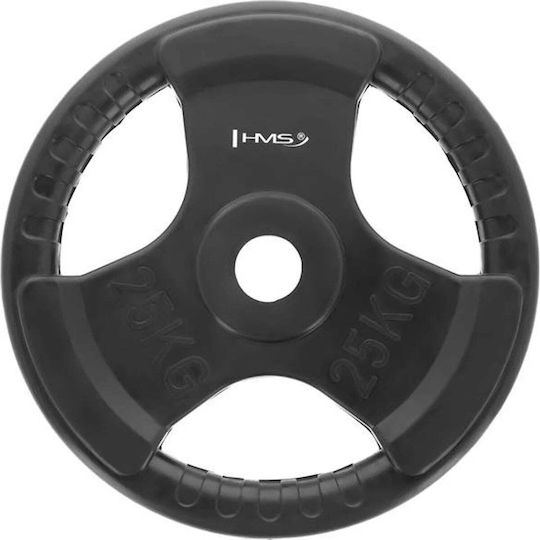 HMS Set of Plates Olympic Type Rubber 1 x 25kg Φ50mm with Handles