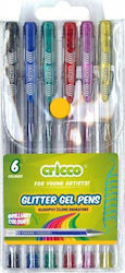 Set of 6 Gel Pens Cricco Glitter Multicolour