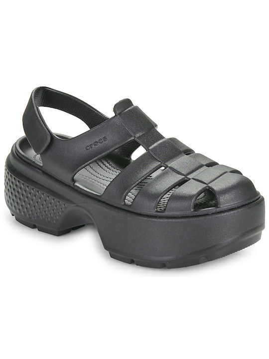 Crocs Damen Flache Sandalen in Schwarz Farbe