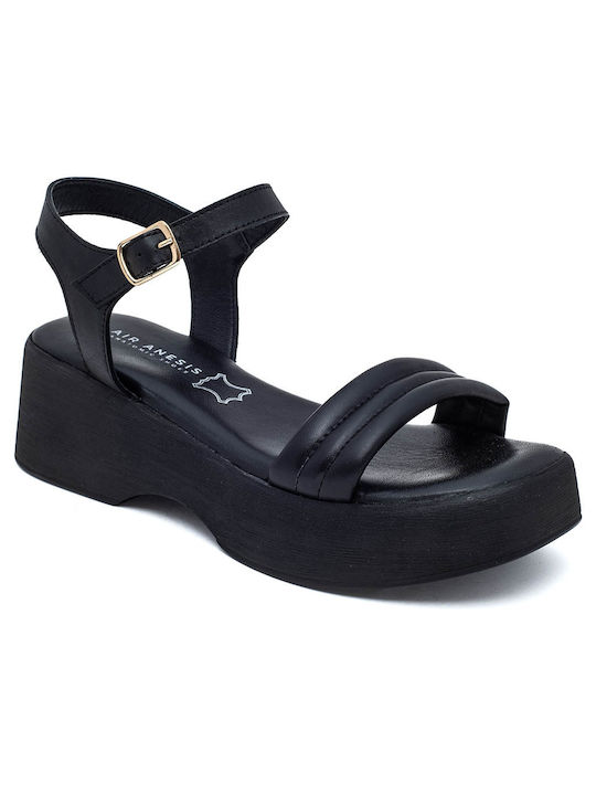 Air Anesis Women's Flat Sandals Flatforms in Black Color