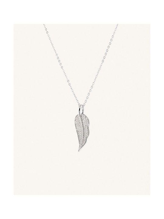 Crystal Leaf Silver Necklace