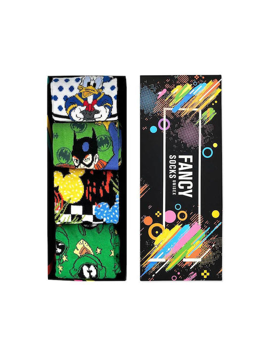 Fancy Gift Box Cotton Socks Designs Mixed Heroes 4 Pairs