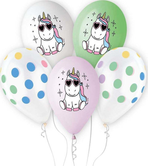 Godan Premium Heliumballons Happy Unicorn 13" Pack 5 Stk
