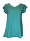 Moutaki Damen T-Shirt mit V-Ausschnitt Green