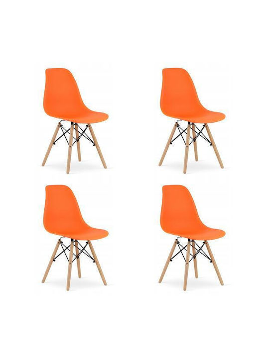 Καρέκλες Τραπεζαρίας από Πολυπροπυλένιο Πορτοκαλί 4τμχ 46x54x81εκ.