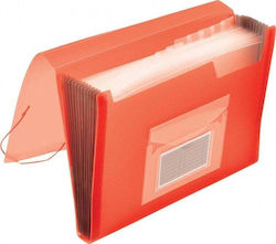 Foldable Briefcase Q-connect A4 12 Compartments Red Transparent