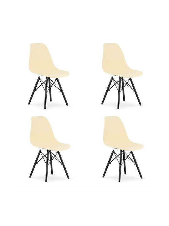 Καρέκλες Κουζίνας από Πολυπροπυλένιο Cream, Black 4τμχ 46x54x81εκ.