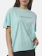 Body Action Women's Blouse Cotton Short Sleeve Aqua Blue