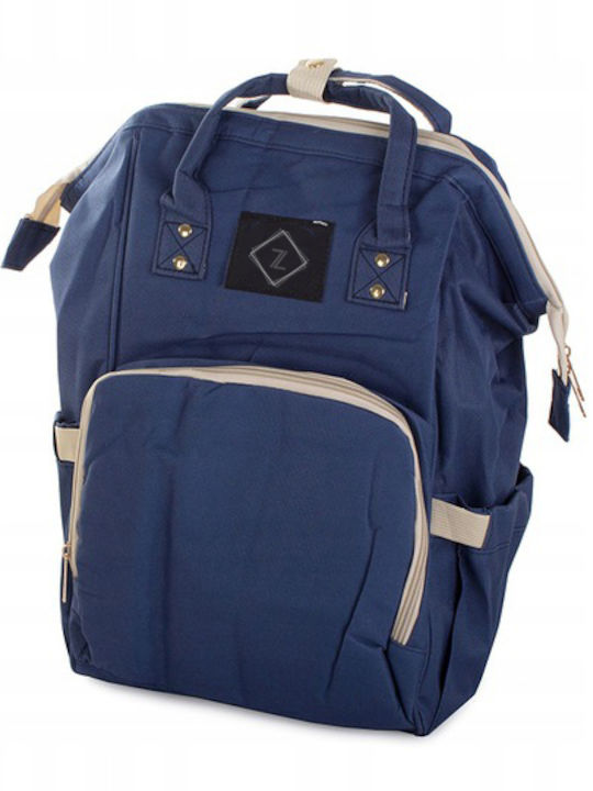 Multifunctional Backpack Zola Moms Back Zipper Dark Blue Cream