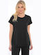 Damen Sport Bluse Kurzärmelig Schwarz