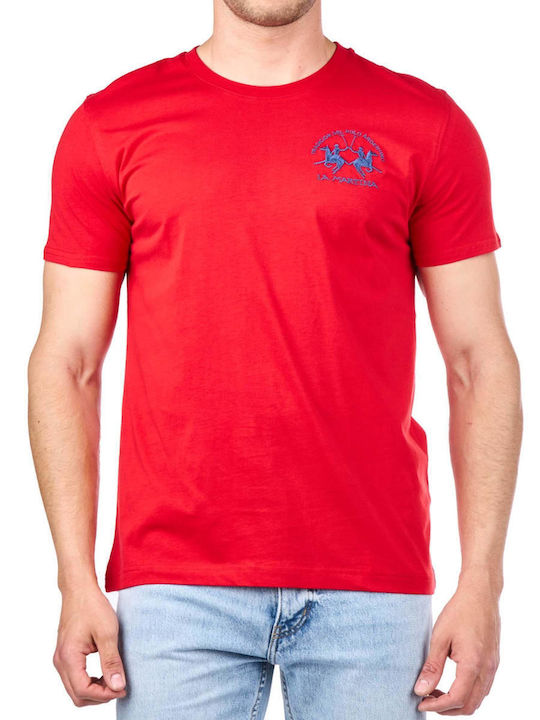 La Martina T-shirt Bărbătesc cu Mânecă Scurtă Roșu