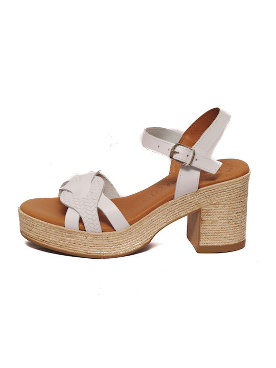 Eva Frutos Leather Sandals White