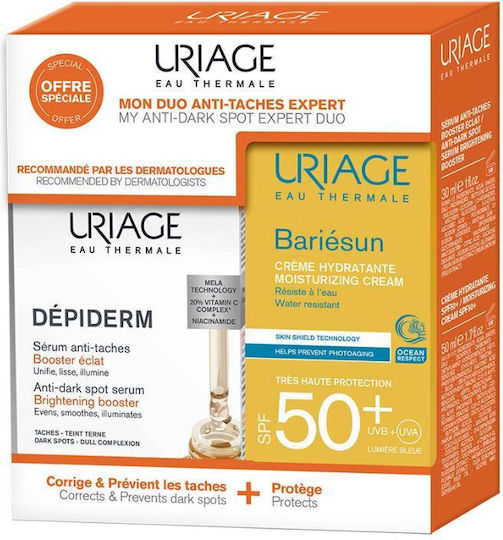Uriage Depiderm Brightening Anti Dark Spot Serum + Bariesun Spf50+ Face Cream Special Offer Set 30ml+50ml