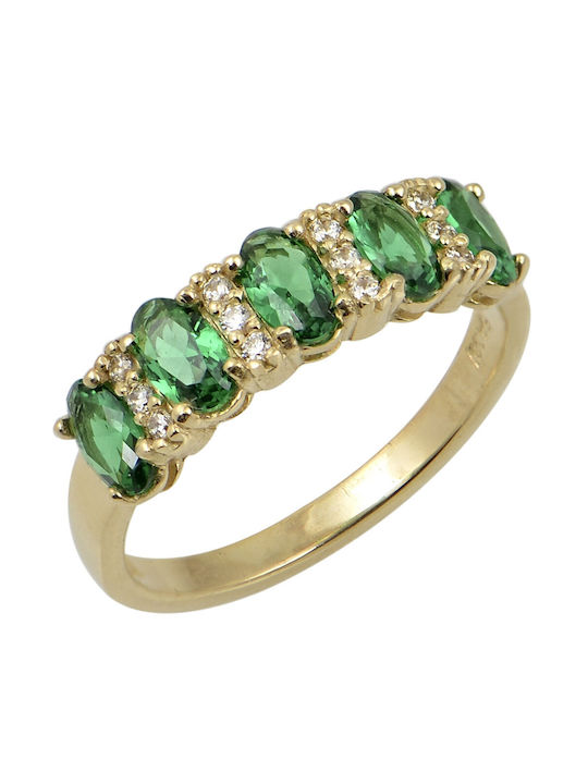 Inel din aur 14k cu zircon verde 3079kp