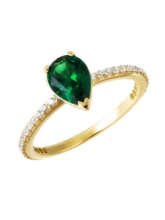 Inel din aur 14k cu zircon verde 3076k