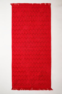 SugarFree Beach Towel Cotton Red with Fringes